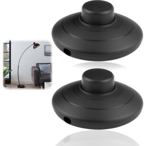 2 Pcs Round Foot Switch 250V/5A Foot Switch for Inline Lamp 2 or 3 Wire for On-Off LED Light Control - for Floor and Table, Replacement and Repair, Black