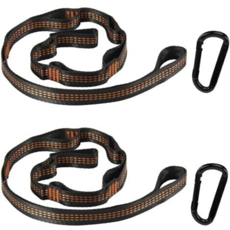2 PCS Sangle Hamac Sangle Balancoire Arbres Fixation Hamac pour Balançoire Hamac Camping ou Siège Suspendu (3M avec 2 Mousquetons)