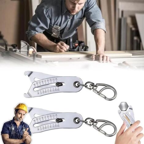 2 pcs Scomeri Portable Precise Thread Size Checker Keychain,Bolt Size Finder Keychain, Thread Size Verification Tool.
