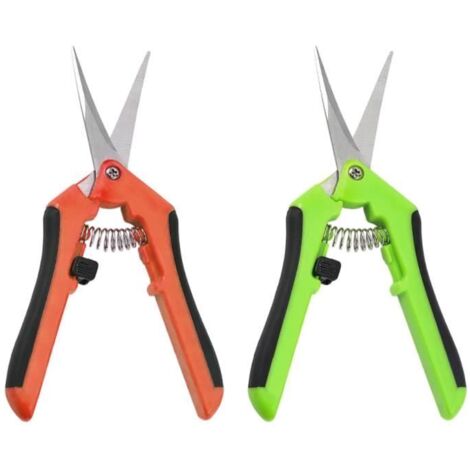 2 Pcs Sécateurs Précision Jardinage, Ciseaux Sécateurs Lames Droites Inoxydable Ciseaux Tenailles Courbée Sécateur à Fleurs Droite