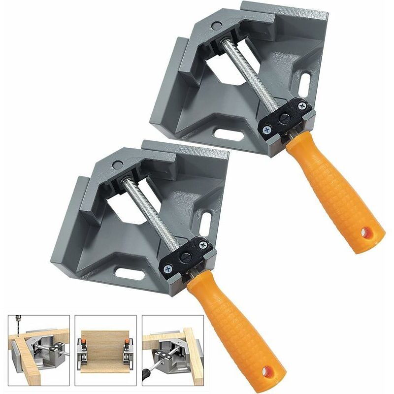 2 Pcs Serre Joint Angle 90 °, Pince de Soudage d'angle avec mâchoire pivotante réglable, pour Outils Menuisier, Soudage de Charpentier