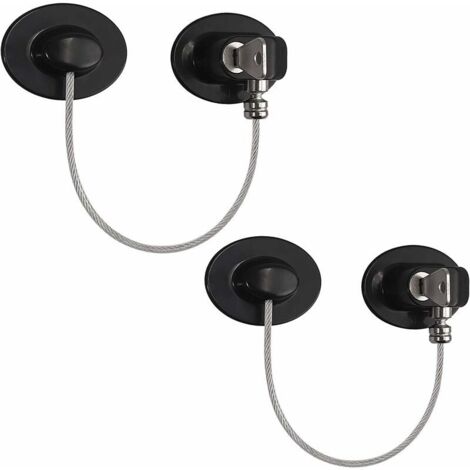 2 pcs Serrures de fil de périmètre, Serrure de porte de réfrigérateur Sécurité enfant Super Glue Lock pour Réfrigérateur Armoire Tiroir Fenêtre Outil de verrouillage de porte (Noir)