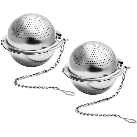 2 Pcs Service à thé boule, passoire à thé avec Chane Crochet,Ensemble d'accessoires de thé en Acier Inoxydable 304, parfaites pour thé en Vrac et épices d'assaisonnement,