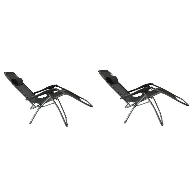 

2 pcs Sillón reclinable plegable sillón reclinable portátil al aire libre multifuncional del jardín - Negro