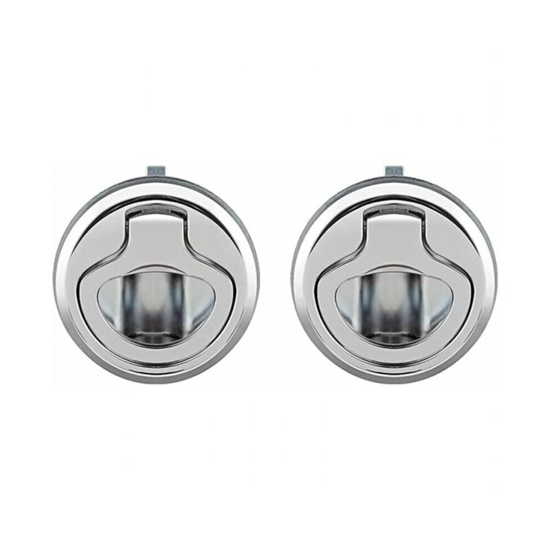 2 Pcs Silver Zinc Alloy Flush Hatch Latch, Flush Door Pull Hatch Slam Latch Lock for Boat Motorhome