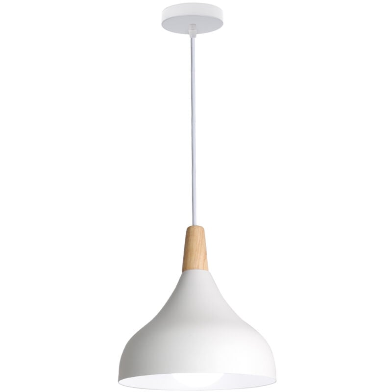 Wottes - Lustre Suspension Moderne E27 Éclairage Intérieur Lampe Suspension Créative Simple Blanc Ø20CM pour Chambre Salon - 1Pcs