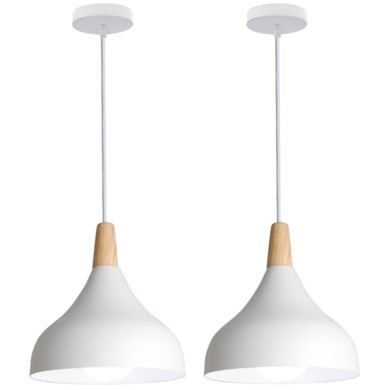 Wottes - Lustre Suspension Moderne E27 Éclairage Intérieur Lampe Suspension Créative Simple Blanc Ø20CM pour Chambre Salon - 2Pcs