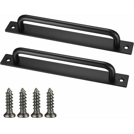 2 Pcs Sliding Door Handles, Black Door Pull Handles, Sliding Barn Cabinet Garden Gate Shed Door Handles, Aluminium Alloy Handles for Kitchen Closet Door, Exterior Interior Door Handles with Screws