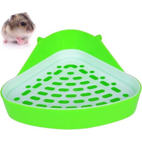 2 PCS Small Animal Toilet Small Animal Triangle Toilet Potty Trainer Pet Toilet Litter Box for Hamsters Chinchillas Guinea Pigs Rabbits Ferrets (Green and Yellow)