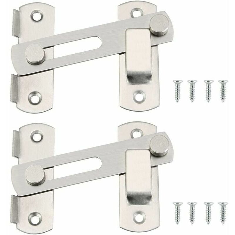 2 pcs Stainless Steel Door Latches with Screw Sliding Door Latch 10 7CM Bolt Door Latch Lock for Cabin, Door, Cabinet, Drawer