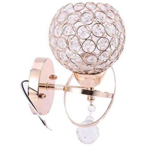 2 Pcs Style Moderne Led Lampe Murale Pendentif En Cristal Support De Lumiere D'Escalier E14 Prise (Sans Ampoule Incluse) Decoration De Maison, Or (SKU produit : 93626920  SKU Offre : 1025LIU19)