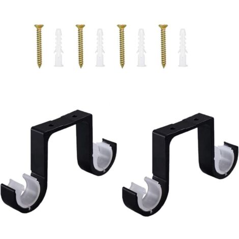 2 Pcs Support de Plafond Supports Noir Supports pour Barre Rideau Double -Support de Tringle à Rideau de Fixation au Plafond en alliage d'aluminium avec 4 Vis Tuyaux d'expansion