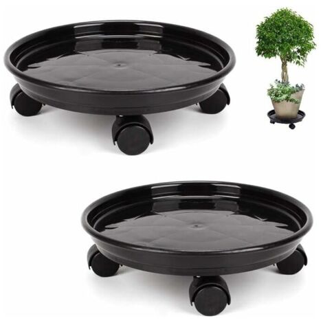 2 Pcs Support de Plante Chariot avec 4 Roulette Universelles pour Transport Déplacer Pot de Fleurs Lourdes Facilement ou comme Porte Plante Plateau