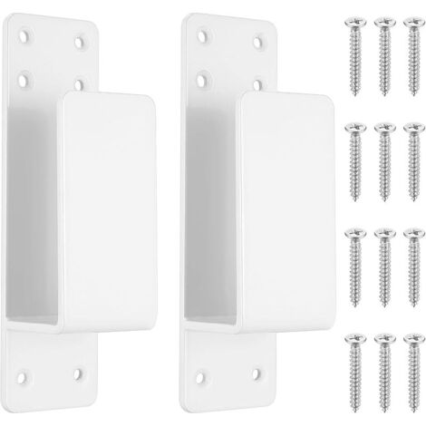 2 Pcs Supports de Serrure de Porte, Supports de Barricade de Porte 2x4, Supports d'Angle en U en Métal, Supports de Verrouillage de Porte Blanc pour Planches 2x4 Renforcement Porte de Garage Atelier