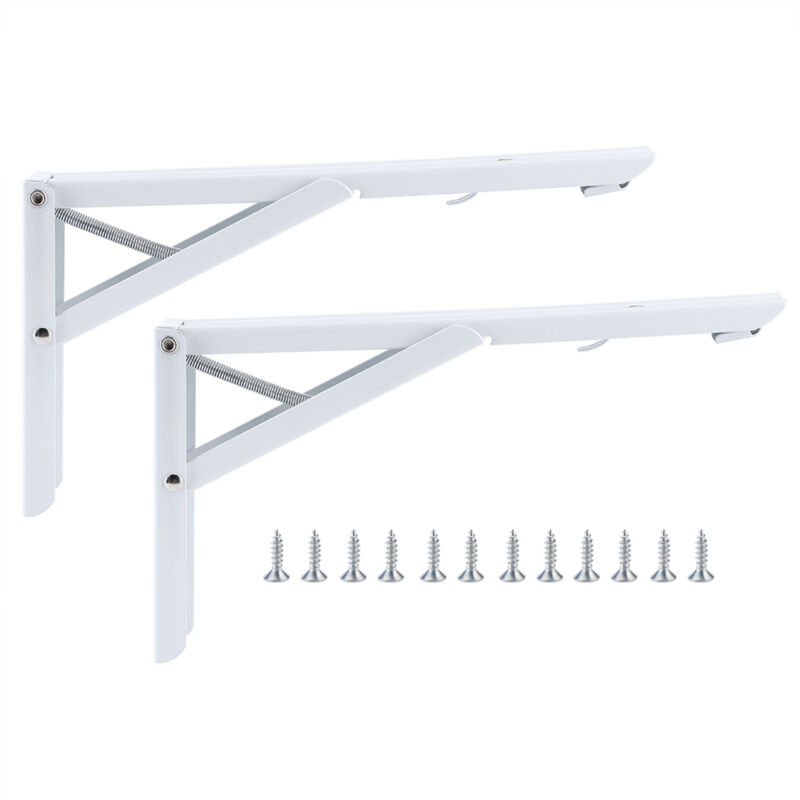 2 PCS Supports D'étagère Murale Triangulaire Supports Pliants Étagère Murale Table Support En Métal Heavy Duty Fixation Support