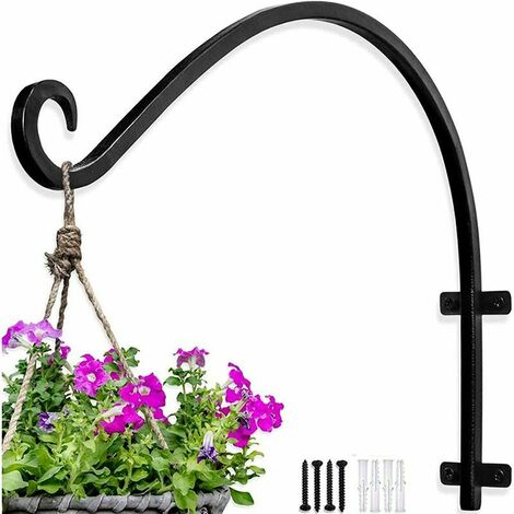 2 Pcs Suspension Crochet Plante, Support Plante Mural Balcon, Panier Mural Plante, Support Mural fer Forgé pour Mangeoires d'oiseaux, Carillons Éoliens, Lanternes, Décoration De La Maison