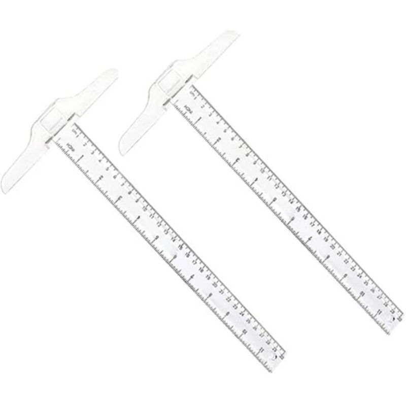 2 Pcs T Carré Plastique Transparent,T Règle Double Face T Carré Règle T Carré pour Dessin et Disposition Générale Travail Bureau Esquisse Outil de