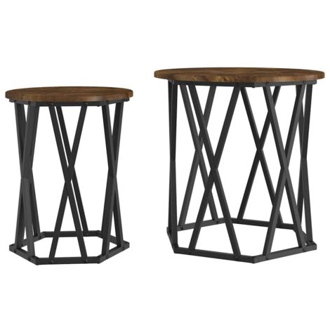 2 pcs Table basse，Table d'appoint，Table de Salon Chêne fumé 50 x 50 x 50 cm CFW36377