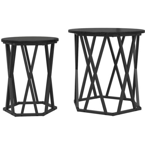 2 pcs Table basse，Table d'appoint，Table de Salon Chêne noir 50 x 50 x 50 cm CFW99937