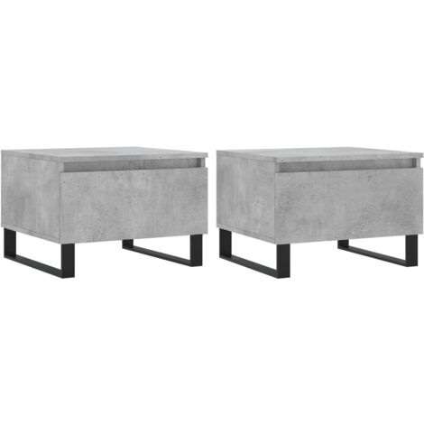 2 pcs Tables basses，Table d'appoint，Table de Salon gris béton 50x46x35 cm bois d'ingénierie CFW80516