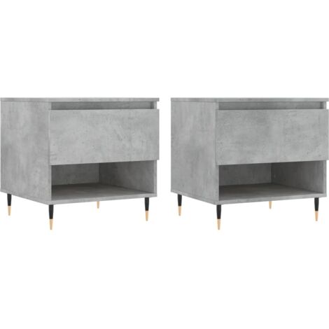 2 pcs Tables basses，Table d'appoint，Table de Salon gris béton 50x46x50 cm bois d'ingénierie CFW28191