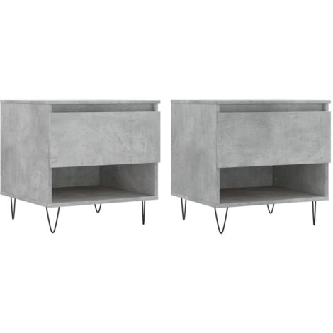 2 pcs Tables basses，Table d'appoint，Table de Salon gris béton 50x46x50 cm bois d'ingénierie CFW40279