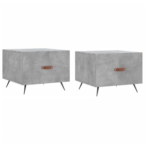 2 pcs Tables basses，Table d'appoint，Table de Salon gris béton 50x50x40 cm bois d'ingénierie CFW55125