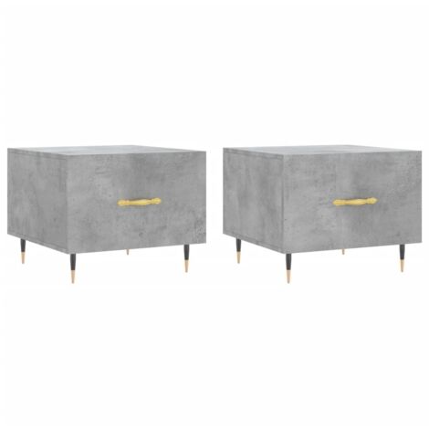 2 pcs Tables basses，Table d'appoint，Table de Salon gris béton 50x50x40 cm bois d'ingénierie CFW64693
