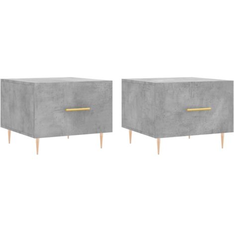 2 pcs Tables basses，Table d'appoint，Table de Salon gris béton 50x50x40 cm bois d'ingénierie CFW73223
