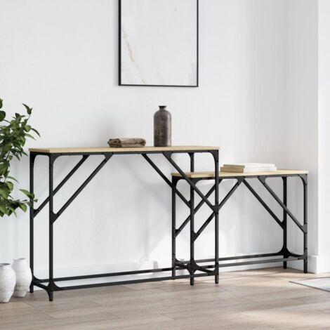 2 pcs Tables console gigognes chêne sonoma bois d'ingénierie CFW643679