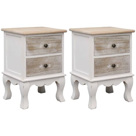 vidaXL 1/2x Bois de Paulownia Table de Chevet Table de Nuit Armoire Chambre