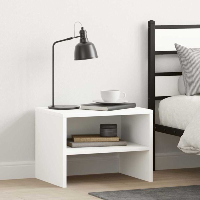 2 Pcs Tables De Chevet Blanc 40 X 30 X 30 Cm Agglomere