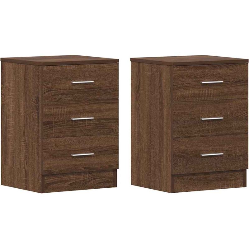 Tables de chevet 2pcs Chêne marron 38x35x56cm Bois d'ingénierie Vidaxl