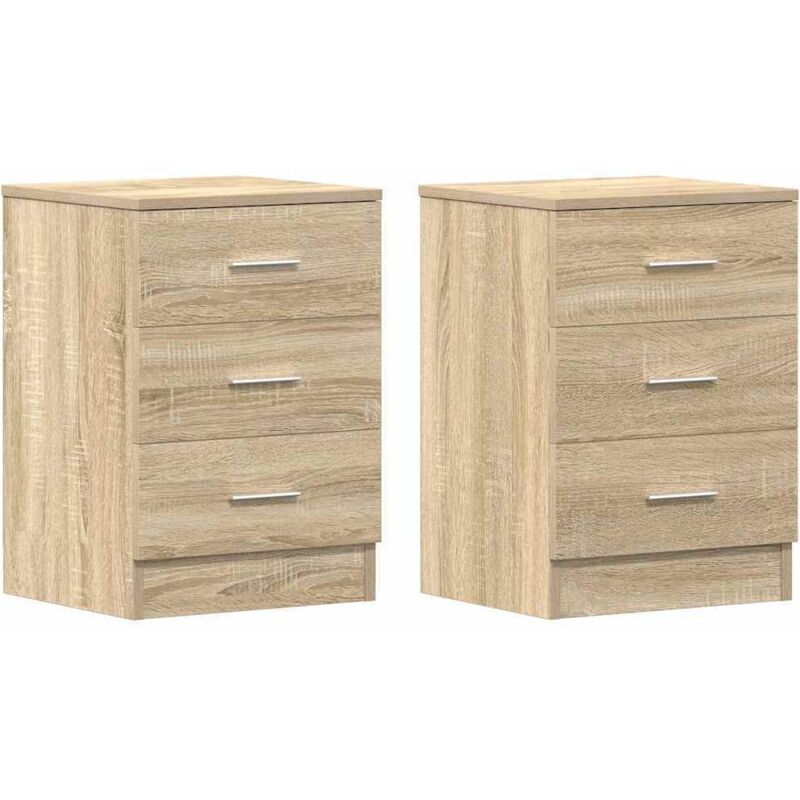 Tables de chevet 2pcs chêne sonoma 38x35x56cm bois d ingénierie