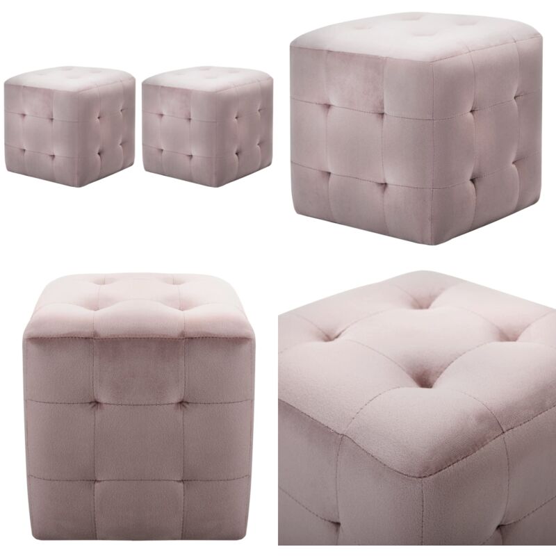 Tables de chevet 2 pcs Rose 30x30x30 cm Tissu velours - Table De Chevet - Table Nuit - Meubles Chambre - Mobilier Retro - Design Moderne - Home &
