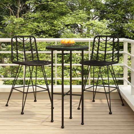 2 pcs Tabourets de bar  Tabourets Haut  Chaises de Bar  Sièges de Cuisine Noir 45x56x103,5 cm Résine tressée acier HAV6176