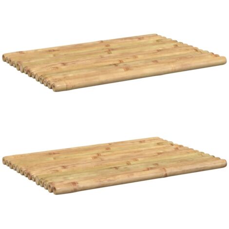 2 pcs Tapis de bain 50x35 cm bambou CFW77378