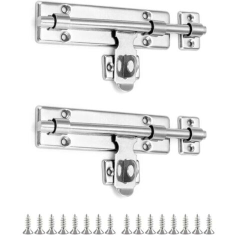 2 Pcs Targette de Porte avec Trou pour Cadenas, Verrou Porte pour Portes de Cabanon, Portails et Portes d'Extérieur (16cm/6 Pounce)