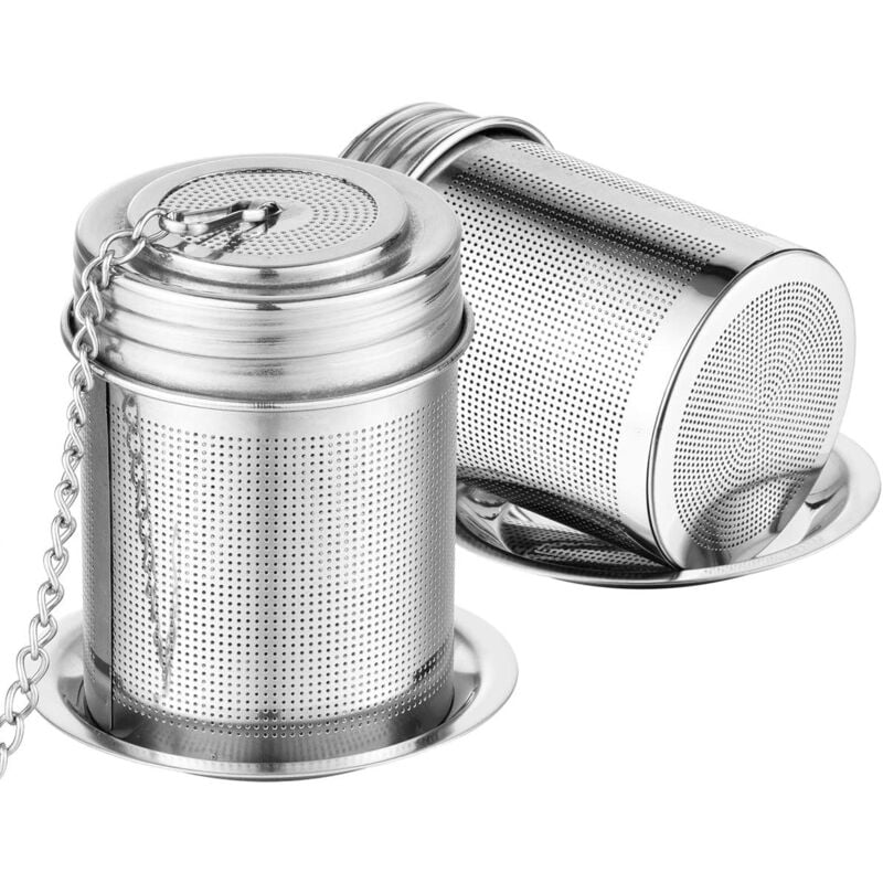 Linghhang - 2 Pcs Tea Infusers, Tea Infuser Set with Ultra Fine Mesh Tea Ball Strainer, 18/8 Stainless Steel Threaded Connector, with Extended Chain
