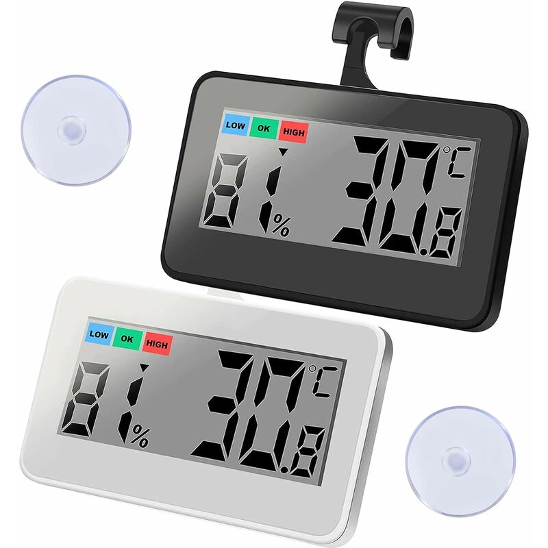 Memkey - 2 Pcs Thermomètres Hygrometre Magnétique - Thermomètre Ambiance Hygrometre Intérieur Aimanté Thermometre Digital pour Taux Humidité Maison