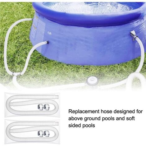 2 PCS Tuyau de Piscine, Tuyau De Rechange De Piscine de 32 mm, Tuyau pour Pompe de Piscine avec Clips Tuyau De Vidange De Pi