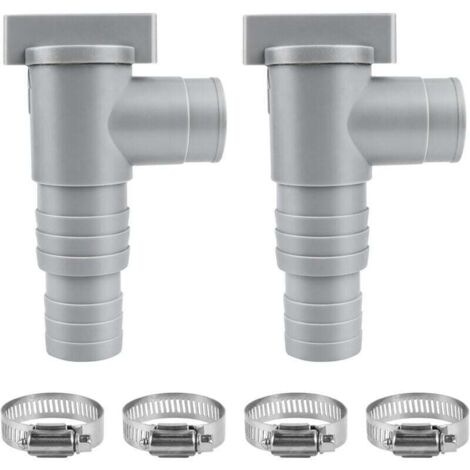 2 Pcs vanne d'arrêt Piscine 32mm Vanne d'entretien pour Piscine avec 4 Colliers de Serrage Accessoires d'entretien pour Piscine Hors Sol