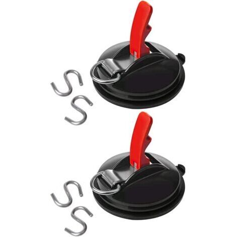 2 Pcs Ventouse avec 4pcs Crochets en S,Multifonctionnel Ventouse Camping Crochet d'Aspiration Extra Fort Fixation Support Ventouse Support Ventouse pour Voiture Camping Camping-Car Tendeur