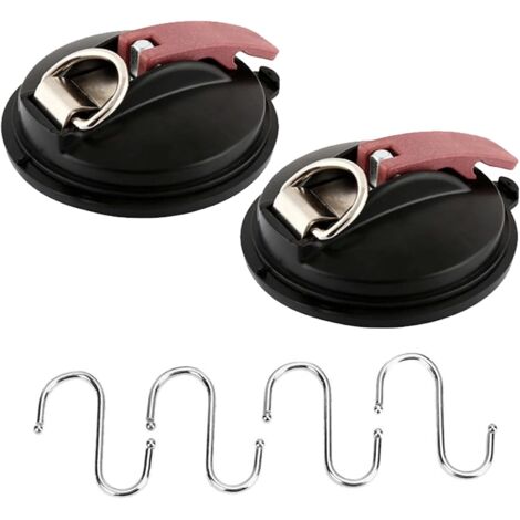 2 Pcs Ventouse avec Crochets, Voiture Ventouses Anchor Ventouse Crochets Camping Multifonctionnel Ventouse Fixation avec 4 S crochets-Fei Yu