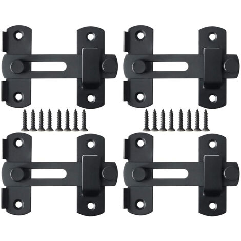 2 Pcs Verrou de Porte Coulissante Serrure de Porte Loquet à Bascule Boulon de Verrouillage de Boucle avec Vis pour Porte, Fenêtre, Placard et Jardin, Noir Mat en Acier Inoxydable