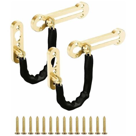 2 Pcs Verrou de Sécurité Coulissant à Chaîne, Porte Anti-vol de Verrou de Boulon, Chaîne de Porte Entrebâilleur à Chaînette Acier