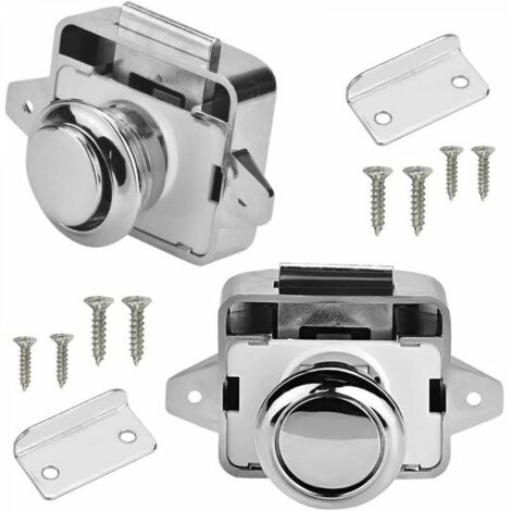 2 Pcs Verrouillage Push Lock Verrouillage de meubles de camping-car Verrouillage de bouton de verrouillage en métal Tiroirs à verrouillage Push Lock Meubles Serrure de meubles Serrure