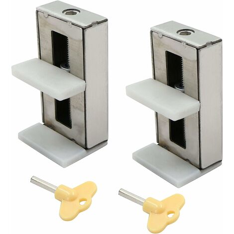 2 pcs Verrous de Fenêtre Porte Coulissante Patio Embrailleur Bloc Baie Vitrée Coulissante Verrouillage Coulissant Serrure Porte Coulissant Restricteur avec Clé pour Enfants Bébé Sécurité-Argent