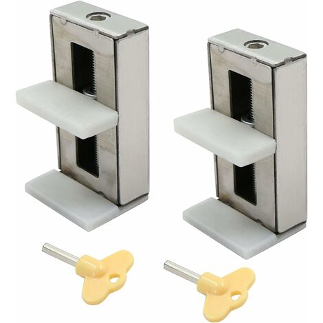 2 pcs Verrous de Fenêtre Porte Coulissante Patio Embrailleur Bloc Baie Vitrée Coulissante Verrouillage Coulissant Serrure Porte Coulissant Restricteur avec Clé pour Enfants Bébé Sécurité-Argent
