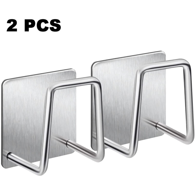Porte-éponge pour évier de cuisine – 2 pièces en acier inoxydable 304 – Montage mural sans perforation – Résistant à l'humidité et à la rouille –